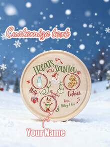 1pc Custom Christmas Cheese Board, Personalized Cheese Tray With Name, Wooden Cheese Plate,15.5*15.5cm, Custom Name Christmas Serving Tray, Cheese Tray, Cookie Tray, Ideal For Christmas, Gift For Family, Girlfriend, Boyfriend, Friend, Kids, Gift For Him, Gift For Her