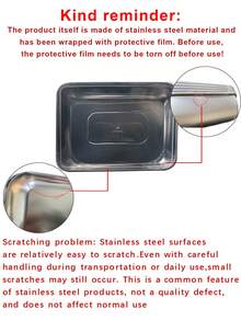 3pcs 10.2in Covered Stainless Steel Baking Tray, Food Storage Set - Square, Manually Covered, Hand Washed - Suitable For Meal Preparation And Outdoor Picnics