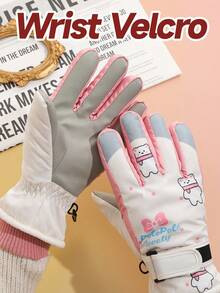 Youth Gloves, Suitable For Girls Aged 4-13, Winter Fleece Thick Warm Gloves, Suitable For Outdoor Snow Travel, 1 Pair