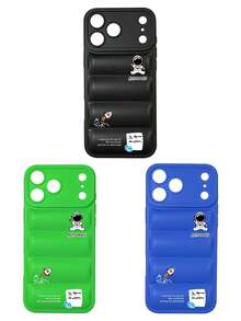 3 piezas Funda de teléfono acolchada minimalista de astronauta en 3D, compatible con iPhone, 17 Pro Max, cubiertas de funda de teléfono, funda de teléfono linda, compatible con iPhone 13/14/15/16/16 Plus/16 Pro Max - Multicolor - Ver 32