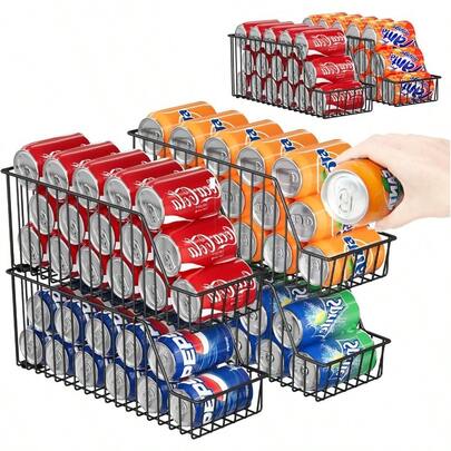 4-Tier Stackable Can Rack Organizer For Kitchen Pantry And Fridge: Durable Can Dispenser And Canned Goods Storage Holder With Max Capacity For 44 Cans Ideal For Various Ounces Of Canned Food And Soda Drinks Efficiently Organizes Kitchen Staples In Limited Spaces