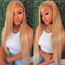 200% Density Honey Blonde 13X6 HD Lace Front Wig Straight Lace Front Wigs Human Hair Brazilian Human Hair Wig #27 Colored 13X6 Full Edges Lace Pre-Plucked Lace Wig With Baby Hair For Women Ear To Ear Swiss HD Lace For Natural Looking - S27 - 查看 5