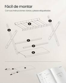 SONGMICS - Portaequipajes de bambú para habitación de invitados, soporte plegable para maletas, para hotel, recámara, resistente, soporta hasta 125 libras, color beige natural - Amarillo - Ver 6