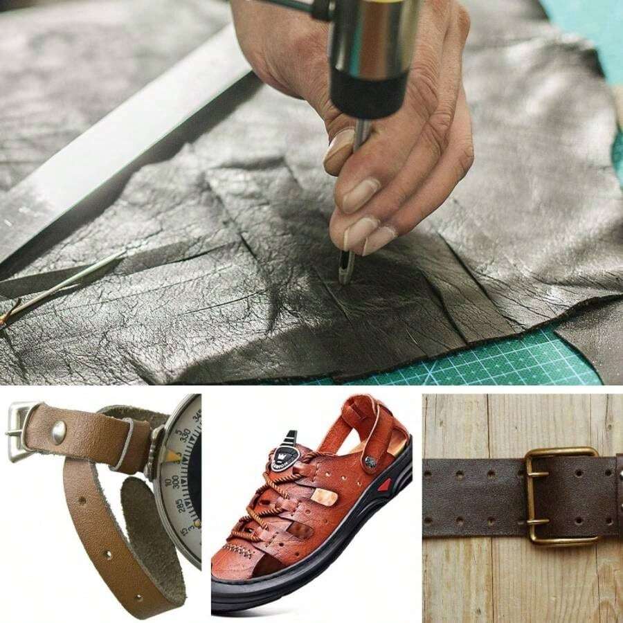 Sacabocados para Cuero Herramienta de Perforacin de Agujeros, 10 Piezas de Perforadoras de Cuero Redondas, con Tamaos de Taladro de 1 mm a 10 mm - Plateado - Ver 1