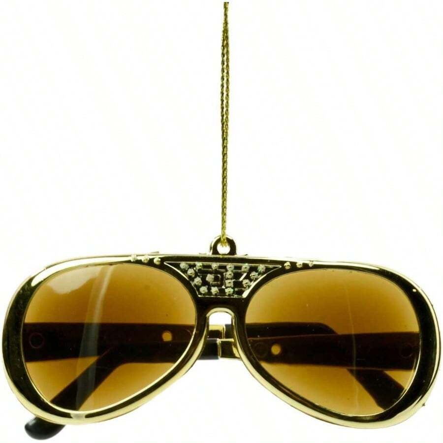 DKurt S. Adler YAMEP2903 Eis Presley Sunglasses Ornament 3.5" Gold ...