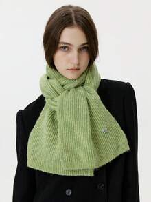 1pc Women's Solid Color Wool Blend Star Pattern Knitted Neck Warmer, Fashionable Streetwear For Autumn/Winter, Suitable For Outdoor Activities And Photography