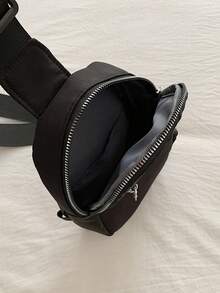 黑色尼龙迷你运动胸包/手机包斜挎包 - 黑色 - 查看 5