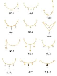 1 chiếc dây chuyền đá quý hình ngôi sao lấp lánh bằng bạc Sterling 925 dùng để xỏ khuyên tai hình ốc xà cừ, dây chuyền mặt dây chuyền hình vương miện, dây chuyền hình thiên thể bằng đá Cubic Zirconia - Vàng - Xem 12