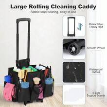 Rolling Cleaning Caddy Bag With Detachable Trolley Profional Portable Large Cleaning Bag With Wheels Wearable Cleaning Ply Bag On Wheels For Housekeepers Black - Black - View 2