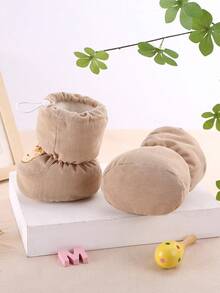 أحذية أطفال دافئة ناعمة القاع مع بطانة حرارية، أحذية أطفال شتوية - كاكي - مشاهدة 12