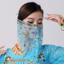 Véu de Rosto para Festa, Acessório de Máscara de Festival para Mulheres, Véu com Franjas de Lantejoulas Cintilantes, Cobertura para Dança do Ventre, Carnaval, Halloween, Fantasia de Natal Mascarada