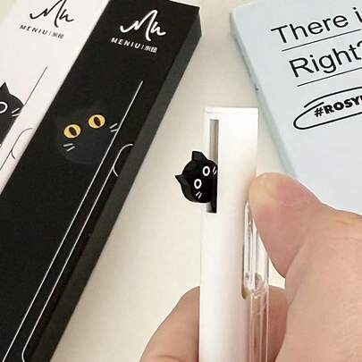 新款焦虑猫咪躲猫猫中心对比笔，创意个性化可爱速干毛笔，单支笔管配2支替换笔芯，0.5mm速干毛笔，学生适用