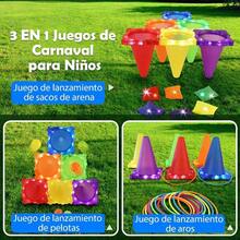 Juego de Carnaval 3 en 1, Juego de Lanzamiento de Aros, Anillos de Plstico, Bolsas de Frijoles Conos, de Cumpleaos, Escuela, Interior, Exterior, Juegos de Patio para Nios - Luces de carnaval - Ver 4