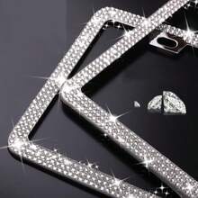 1PCS/2PCS Diamond Glitter Stainless Steel License Plate Frame, Ladies Car Decor, Comes With Easy Installation Kit And Start Button Sticker, For Car And SUV, American License Plate Standard, Fashion Accessory, Stylish Car Decor, Birthday, Holiday Gift - Trắng 1 cái - Xem 7