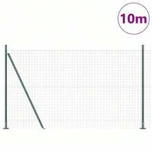 vidaXL 1,4 x 10 M Stahl Zaun mit grünen Pfosten - Grau - Übersicht 3