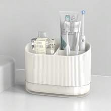 White Shower Toothbrush Holder For Bathroom, Cute  Electric Tooth Brush Holder Countertop, Large Plastic Toothpaste Organizer Cup Tray Stand Storage Caddy With Drainage For  Toddlersss, 3 Slots{Inchsize_nameinch:Inch3Slotsinch,Inchcolor_nameinch:InchBeigeWhiteinch} - Màu beTrắng - Xem 7