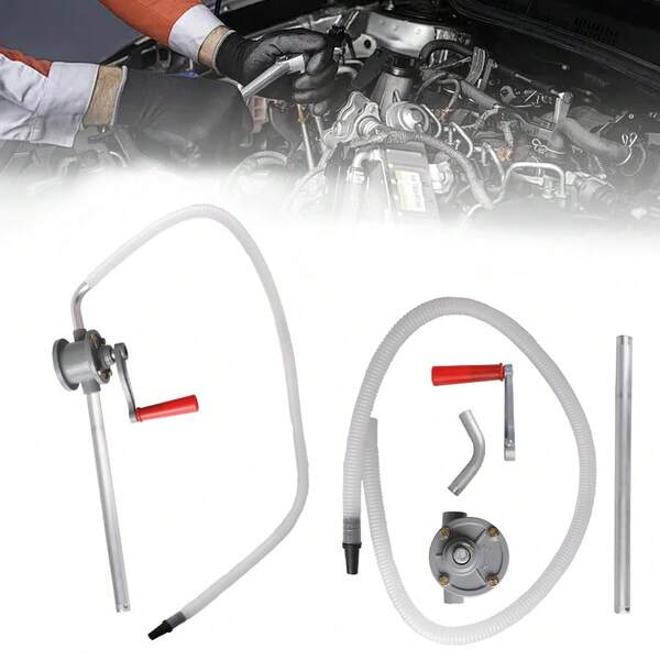 Car-Styling Vacuum Hand Pumps Gear Oil Injector With Oil Hose ​Manual Oil Pump Siphon Sucker Transfer Aluminum Hand Crank Tools