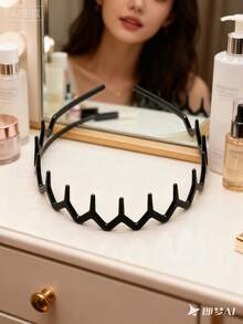 2pcs Crown Shaped Hairbands For Women, Basic Big Wave Makeup Headbands, Elegant Plastic Hair Hoops,Hairband,Hair Hoop ,Head Piece - Multicolor - View 2