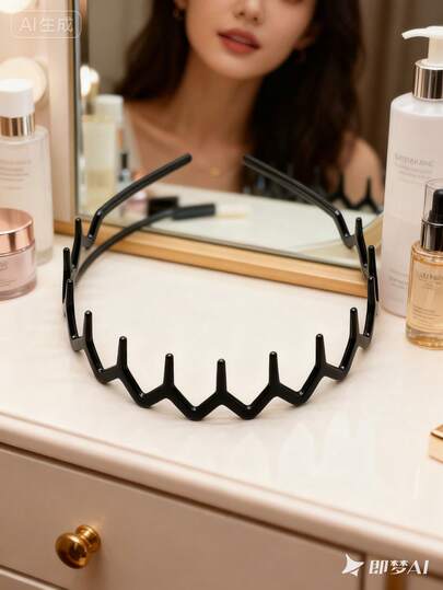 2 件女士皇冠形发带，基本款大波浪化妆头带，优雅塑料发箍，发带，发箍，头饰