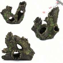 1pc Aquarium Resin Crafts Crystal Shrimp Evacuation House Breeding House Tree Roots Sinking Wood Playhouse Hollow Tree Suitable For Fish Tank Decoration Aquarium Decorations - Multicolor - View 9