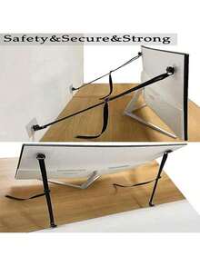 2条可调节电视安全带，无需钻孔的粘性防倾倒家具锚栓，用于保护儿童安全，将平板电视牢固地固定在墙上 - 彩色 - 查看 5