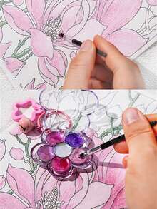 6 Colors/Set Little Flowers Portable Color Palette Solid Pearly Lustre Watercolor Pigments Art College Students Outdoor Sketching Portable Paint