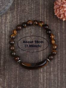 Pulseras de cuentas de piedras preciosas de ojo de tigre de 8 mm para hombres y mujeres, con forma de puente, para Reiki, sanación y protección. Regalos de joyería de piedras semi-preciosas que aportan valor personal y coraje.