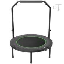 Foldable Mini Trampoline, 40 Inch Fitness Rebounder, Max Load 330lbs Exercise Trampoline, Stable & Quiet Trampoline With 4 Level Height Adjustable Foam Handle, For Adults Indoor/Garden Workout - Black - View 8