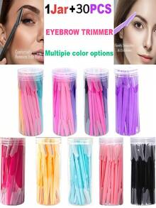 30pcs Eyebrow Trimmer Set, Eyebrow Trimmer, Long Handled Eyebrow Trimmer, Beauty Tool, Used For Eyebrow Trimming, Razor, Precision Exfoliating Tool Eyebrow Trimmer, Facial Razor Blade, Eyebrow Trimmer Blade And Razor With Protective Cover, Used For Removing Facial And Body Hair, Suitable For Travel, Suitable For Both Men And Women. 5/10pcs.