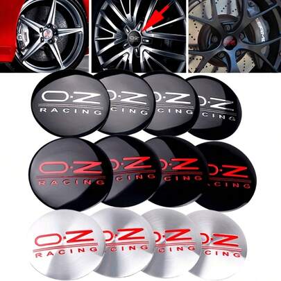 4 Stücke 56mm (2,2 Zoll) Auto Radnaben-Zierblenden - passend für OZ Racing 3D Abzeichen Aufkleber, wasserdichtes Klebdesign, Auto Modifikations-Upgrade Zubehör