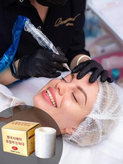 Professional Tattoo Wrap Roll - Disposable Protective Film For Eyebrow Tattoo, Microblading & Permanent Makeup Aftercare - Waterproof, Adhesive-Free Bandage For Tattoo Artists & Studio Use, 1 Roll Of Eyebrow Tattoo Wrap, Small Tattoo Protective Film.