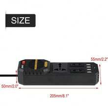 Inversor de Potencia de 200, inversor de Potencia de Coche de 12 V a 220 V CA con Encendedor de Cigarrillos 4 Puertos USB - 1 - Ver 6