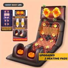 1 Set Of Large Full-Body Heating Massager With Neck And Foot Device And Massage Headrest, Lumbar Mat, Timer Vibration Massager, Comfortable And Wear-Resistant, Non-Slip Bottom, Suitable For Home And Office Take A Nap - Brown (with Leg Massager) - View 1
