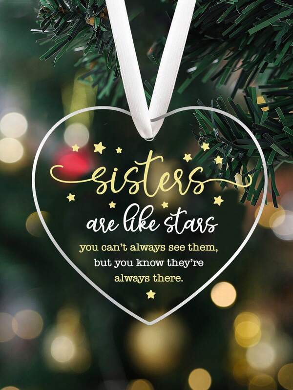 Enfeites de Natal da Amizade das Irmãs, Decoração de Acrílico Transparente da Melhor Irmã, Decoração de Natal da Irmandade das Boas Amigas, Decorações de Natal, Decoração com Pingente para Árvore de Natal, Presente para Melhor Amiga, Melhor Amiga, Decoração de Natal para Casa
