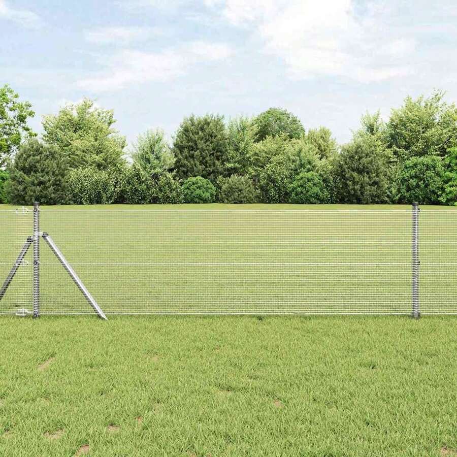vidaXL Geschweißter Drahtzaun Silber 0,6 X 50 M Stahl - Silver - View 1