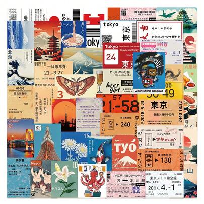 50 sztuk japońskich, kreskówkowych, estetycznych naklejek winylowych z motywem podróży i kultury, nadających się do kolorowanek, akcesoriów do kubków, butelek na wodę, laptopów, telefonów, deskorolek, gitar, bagażu, albumów, kasków, rowerów, motocykli, samochodów, plecaków, dekoracji i prezentów na Halloween, Boże Narodzenie, Święto Dziękczynienia i Wielkanoc.