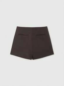 Gonnellini alla moda dal design minimalista, in tinta unita, vita alta, modello basic - Castano - Visualizzare 2