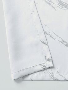 1pc High Blackout Metallic Silver Curtain Fabric, Soundproof Privacy Curtain Panel With Marble Texture Decor, Suitable For Living Room, Bedroom, Balcony - White - View 6