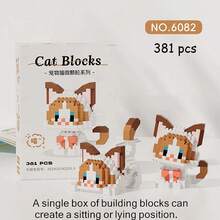 Cute Cat Series Mini Particle Building Block Set, Animal Model DIY Assembling Building Blocks Toy, DIY Cartoon Cat Blocks Kit, Fashion Assembly Toy, Creative Birthday/Halloween/Christmas Gift, Home And Office Desktop Decoration, 300+PCS