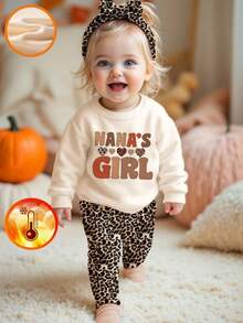 1pc Baby Girl NANA'S GIRL Printed Casual Crew Neck Pullover Sweatshirt, Autumn/Winter , Adorable Sweatshirt Brings Joy And Happiness To Every Child! - Apricot - View 6