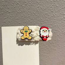 Festive Lamb Hair Clips - Plush Animal Design For Girls & Women, Christmas Hair Accessories - 薑餅人+聖誕老人 - 查看 5