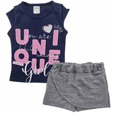 Girls' 2-Piece Set R&A Kids Blouse And Shorts/Skirt - Summer - HẢI QUÂN/HỖN HỢP - Xem 1