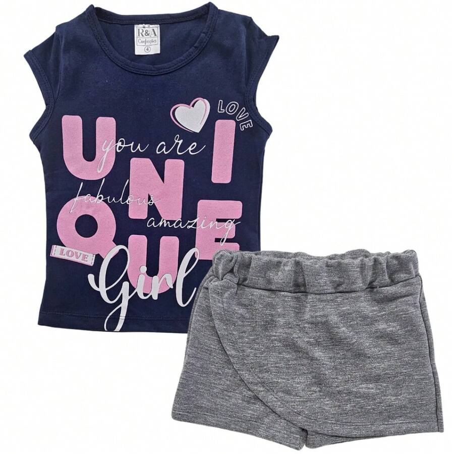 Girls' 2-Piece Set R&A Kids Blouse And Shorts/Skirt - Summer - HẢI QUÂN/HỖN HỢP - Xem 1