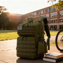 Mochila de camuflaje para exteriores: fibra de poliéster resistente, diseño de camuflaje, estructura con múltiples compartimentos adecuada para senderismo, acampada, caza y escalada, colores mezclados, cierre con cremallera, compartimento para ordenador portátil, mochila resistente | Mochila de camuflaje | Sistema de soporte estructurado, mochila de viajela resistente | Mochila de camuflaje | Sistema de soporte estructurado, mochila de viaje - Verde militar - Ver 2