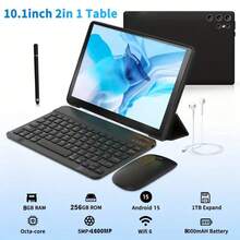 W&O 2025 New 10.1-Inch Tablet PC, Android 15 Operating System, 2-In-1 Tablet With Keyboard, Mouse, Protective Case, Stylus, 256GB ROM + 8GB RAM, Supports 1TB Memory Card Expansion, 5+16MP Camera, Octa-Core Processor, 8000Mah Battery, 1280*800 IPS HD Display, Tab, Wi-Fi 6, Tablet, Tablet, Pad - 灰色 - 查看 11