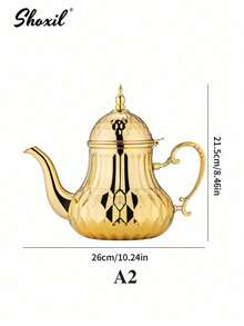 shoxil Bule de chá estilo Oriente Médio de 1,4L em aço inoxidável, ideal para chá, café, chá árabe, óleo, chá com leite e chá marroquino. Perfeito para casa, cafés, presentes, Ramadã e Eid al-Adha. - Pote - Ver 13
