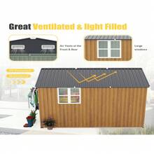 wavesloop 10x12 Ft Outdoor Storage Shed, Extra Large Metal Shed With Lockable Doors, Windows, Outside Steel Tiny House Ideal For Garden, Backyard, Patio Utility, Tool Storage, Chicken Coops,Waterproof,Dual-Zone Design For Maximum Storage,Smooth Sliding Doors & Ramp - 黃色 - 查看 8