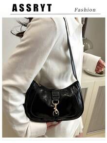 [US-Based Shipping]1pc Retro Minimalist Hook Decor Adjustable Shoulder Strap Crescent Shape Bag, Suitable For Date, Outing, Party,Buckle Decor, Simple Style Women's Shoulder Bag, Tote Bag,Niche Design High-End Versatile Bag, Retro Light Luxury Style College Student Class Commuting Bag, Suitable For Sending Friends Shopping, Dating, Business Trips, And Business Use,Women's Fall Outfits, Cute Pendant Decor,Underarm Bag, Suitable For Multiple Occasions,Women's Fall Clothing Winter Clothing Christmas Halloween Gift Pumpkin Skeleton Fall Spider Autumn Velvet Furry Party Fuzzy Plush,Purse Purses Black Purse Bags Purses And Bags Women Bags For Women Red Purse Carteras Para Mujer Brown Purse Y2k Pink Purse Crossbody Bags For Women Cheetah Print Wallet Fall Clothes For Women Bolsos Para Mujer Leopard Print Burgundy Purse Shoes Tote Bags For Women Handbags For Women Black Bag Purses For Women Brown Bag - màu đen - Xem 2