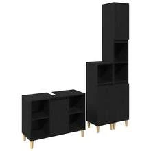 vidaXL Badezimmermöbel Set 3 Pcs Schwarz 60 X 30 X 60 Cm Holzwerkstoff - Schwarz - Übersicht 5