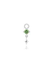 1Pc 925 Sterling Silver Earring Colorful CZ/ Moss Agate Dangle Chain Charm | Garnet Gold Plated Conch Charm| Rook Helix Cartilage Charm| Sterling Silver Natural Gemstone Addon - Silver - View 17